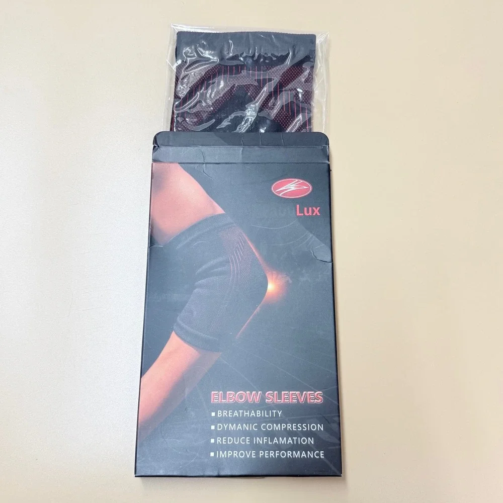 FabuLux Bamboo Charcoal Elbow Sleeves Compression Support Large Black New